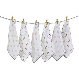 加拿大 lance joy 艾樂簡 四季款 雙層印花紗布方巾 灰橙印花 車仔印花 6條裝 30cm 30cm