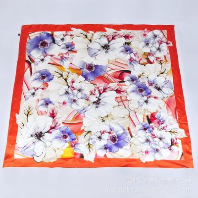 【千歲鶴工廠加工定制100%桑蠶真絲圍巾披肩大方巾數碼噴繪PFSX003】價格,廠家,圖片,圍巾,杭州千歲鶴服裝-